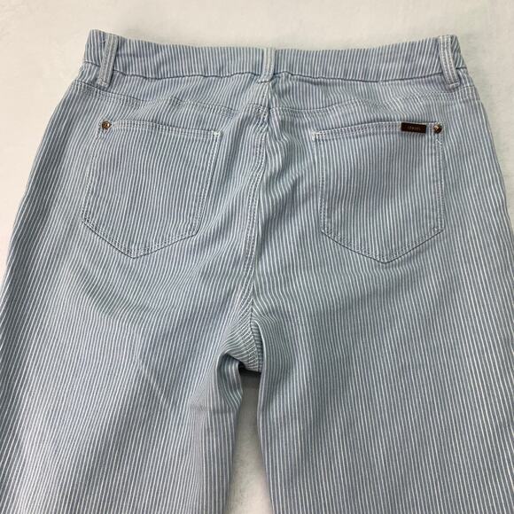 Chico's Sz 10 Petite So Slimming Girlfriend Slim Leg Blue White Stretch Jeans - Picture 2 of 10